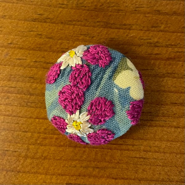 Hand embroidered button - price includes UK postage.