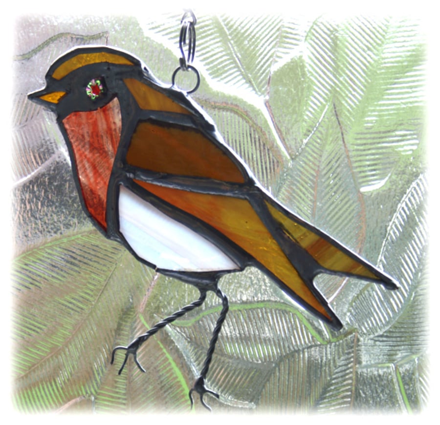 SOLD Robin  Suncatcher Stained Glass British Bird Redbreast