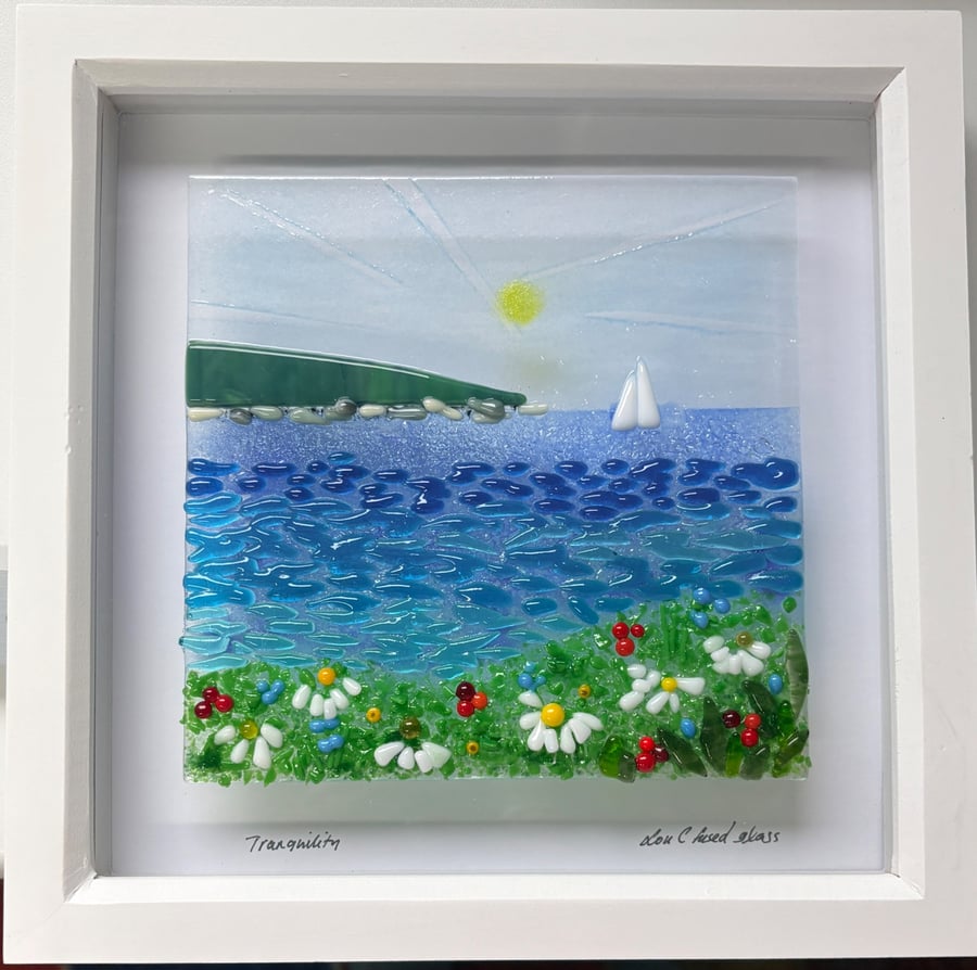 Fused glass "tranquility" beach picture