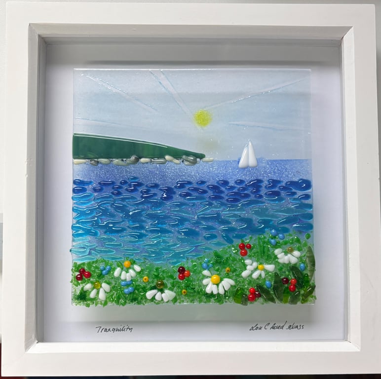 Fused glass "tranquility" beach picture