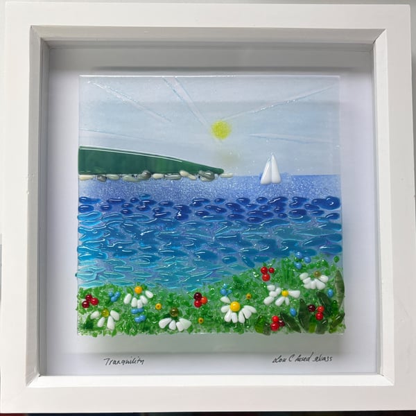 Fused glass "tranquility" beach picture