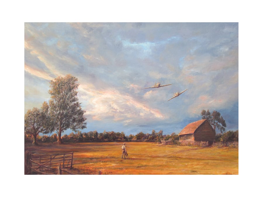 HURRICANE AIRCRAFT Greetings Card-Vintage Aviation Art- 7x5 Card Blank Inside