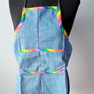 Children's Denim Apron - Rainbow Trim