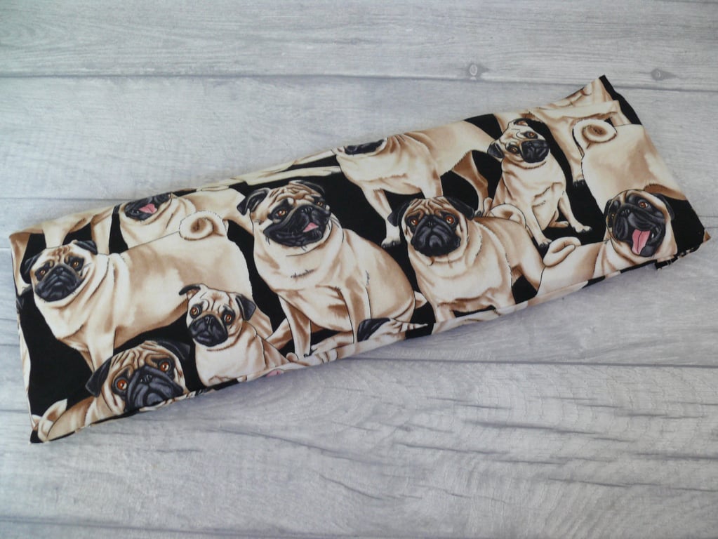 Wheat Bag with Pug Dog Theme Fabric.
