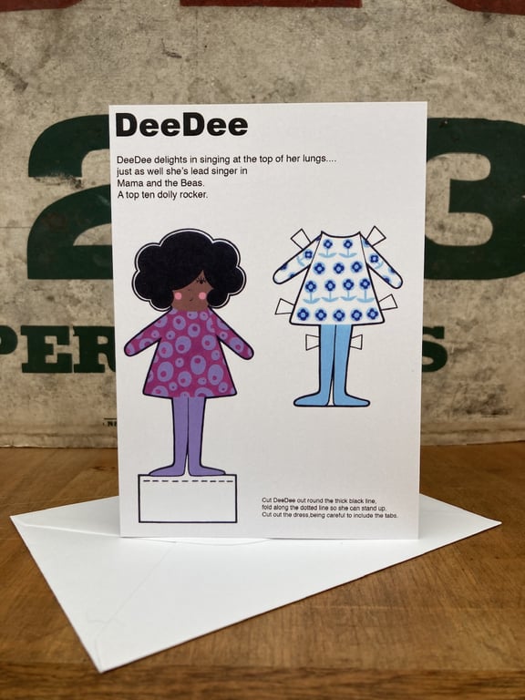 DeeDee the Paper Doll Blank Greetings Card