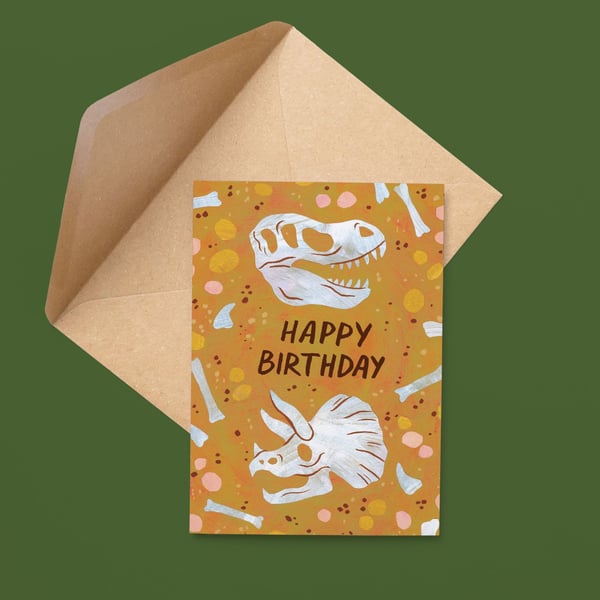 Happy Birthday – Dinosaur Fossils – A6 Card
