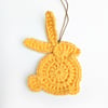 Crochet Bunny Hanging Decoration - Easter Decoration - Sunshine Yellow