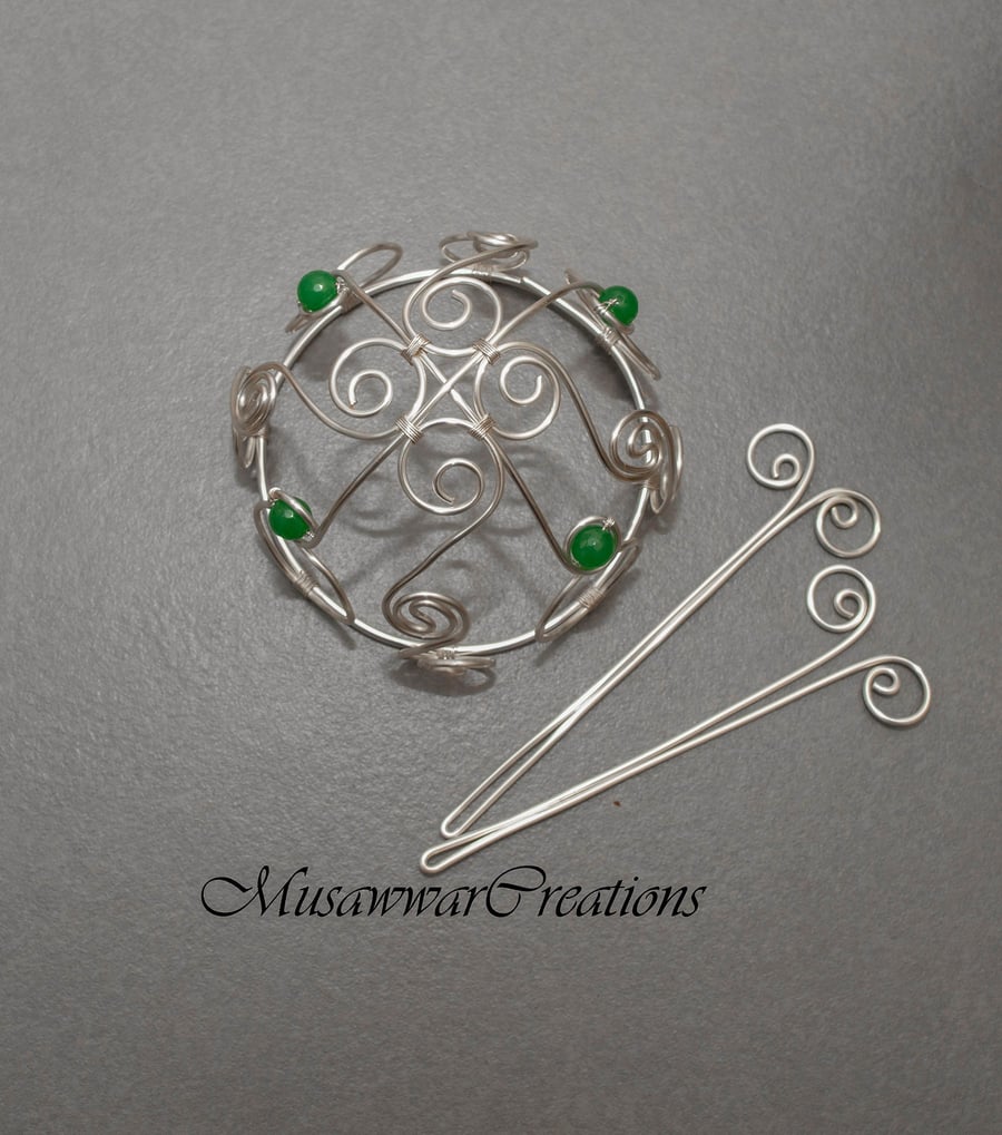 Elegant Silver Wire Hair Bun Cage – Spiral Design Hair Holder