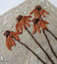HAND EMBROIDERED GREETINGS CARD WINTER AUTUMN FLOWERS - Image 2