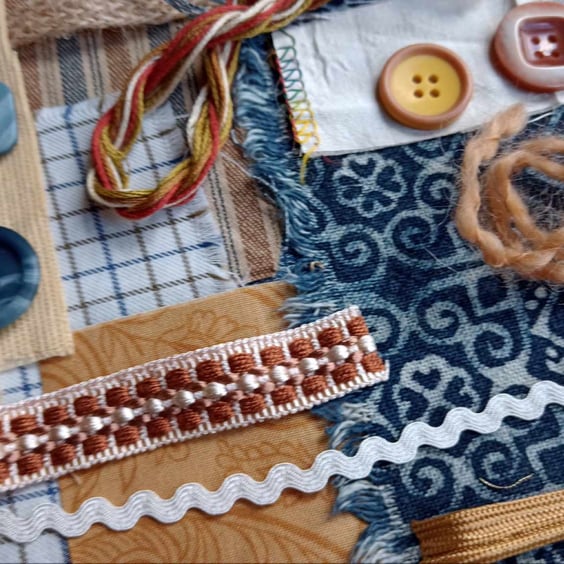Old Gold Denim Slow Stitching kit - gift for teenager