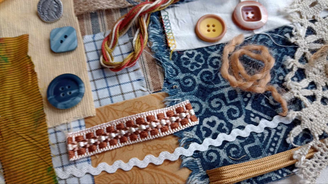 Old Gold Denim Slow Stitching kit - gift for teenager