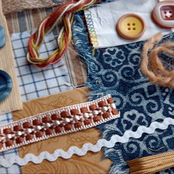 Old Gold Denim Slow Stitching kit - gift for teenager