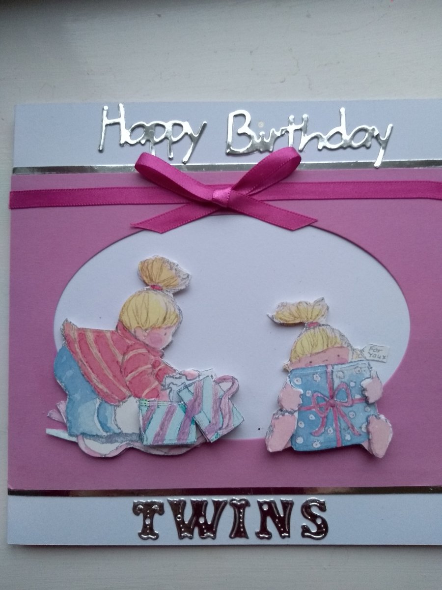 The cutest twin girls birthday card