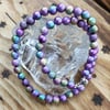 Purple rainbow stardust  miracle bead necklace with heart clasp
