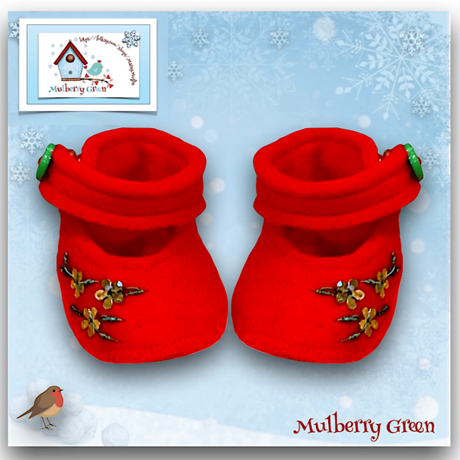 Reserved for Maddie - Red Shoes with Gold Flowers