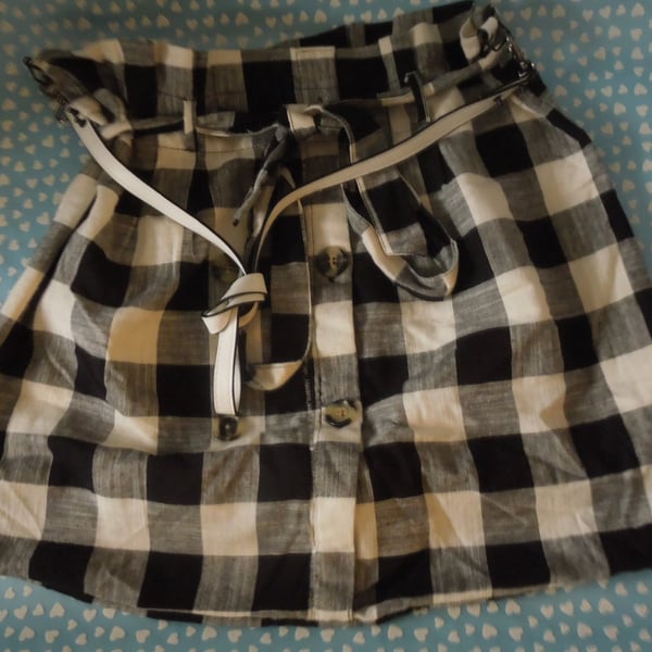 Canvas Black and white check 'Skirt' Bag