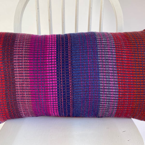 Doors 3: Hand woven rectangle shaped cushion, hand crafted using British wool