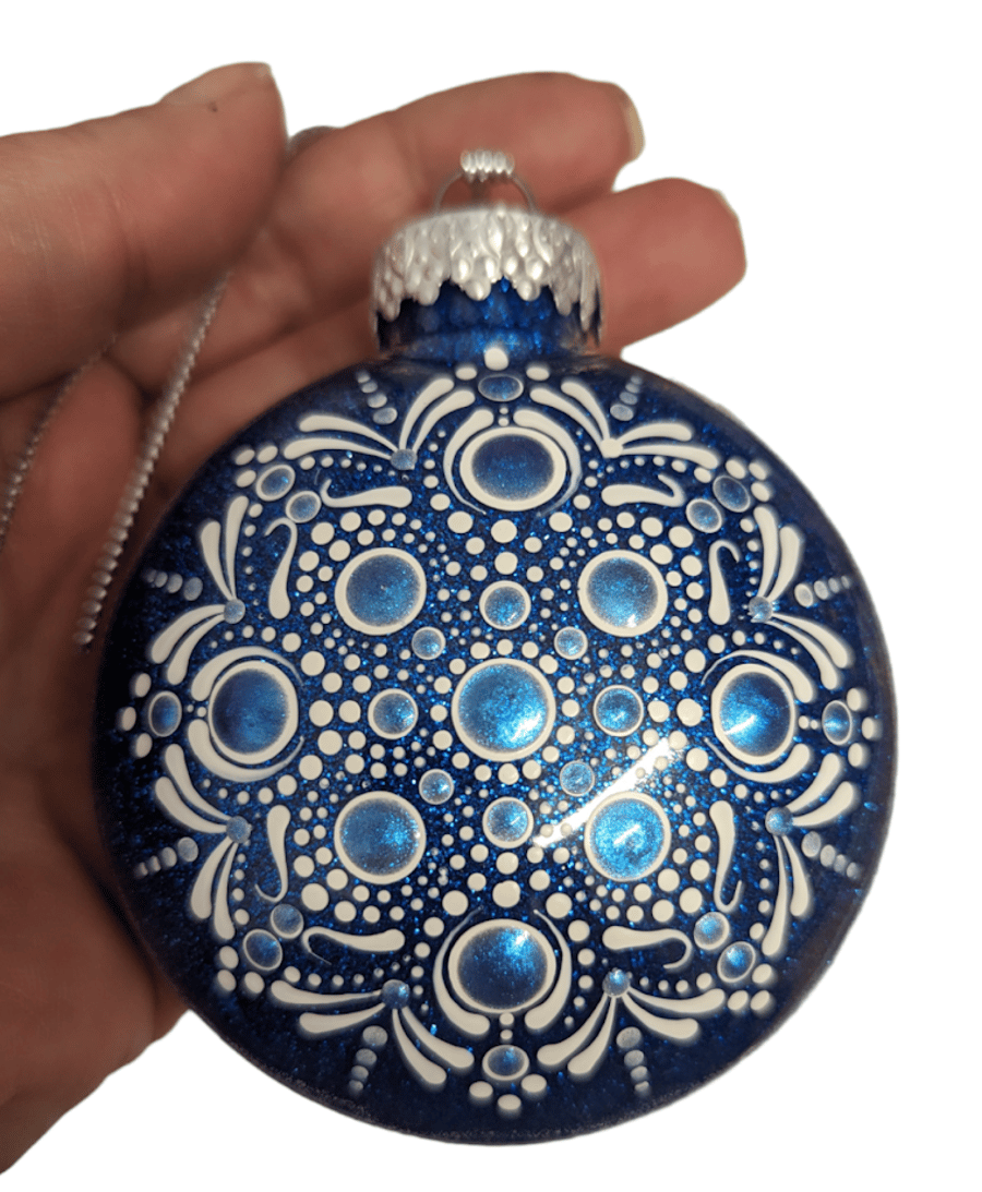 Hand painted dot mandala Christmas ornament