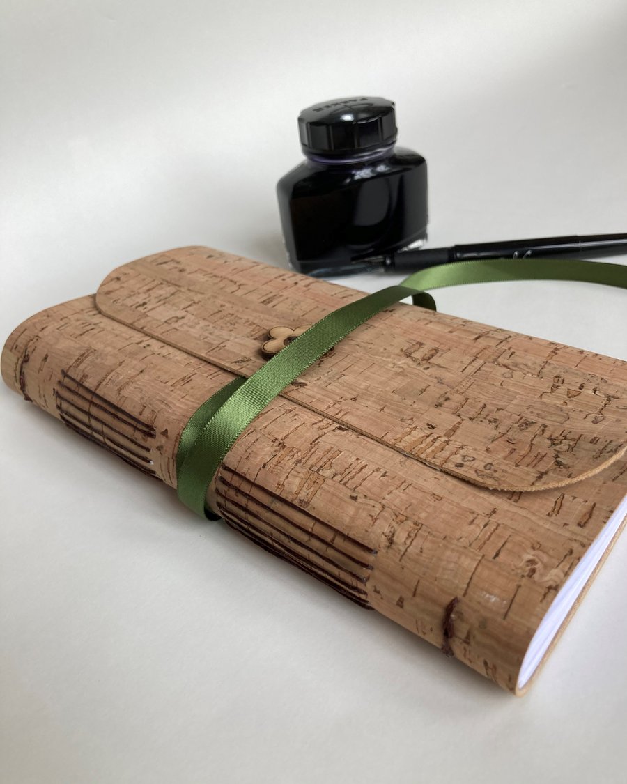 Slim wrap-around journal made from cork