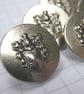 10 Small Silver Metal Coat of Arms Shank Buttons - Image 3