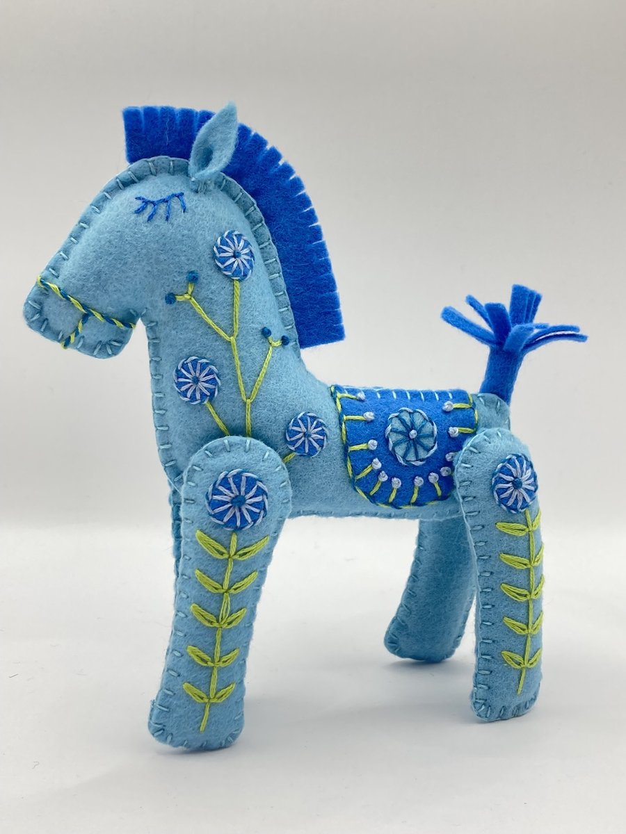 Beau the Little Blue Hand Embroidered Horse Seconds Sunday 
