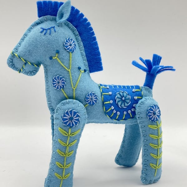 Beau the Little Blue Hand Embroidered Horse Seconds Sunday 