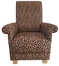 Leopard Skin Fabric Chair Adult Armchair Fireside Small Accent Cats Animals  - Image 1