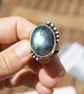 Large Labradorite Rustic Ring, Sterling Silver and Copper Ring Size R - Image 8