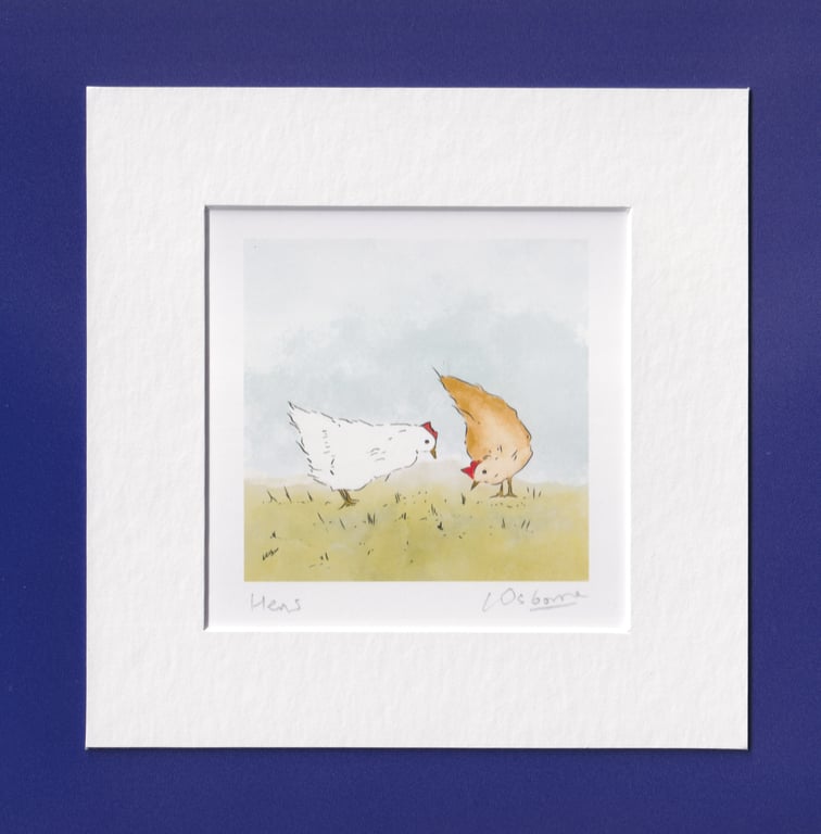 Hens - print from illustration of chickens