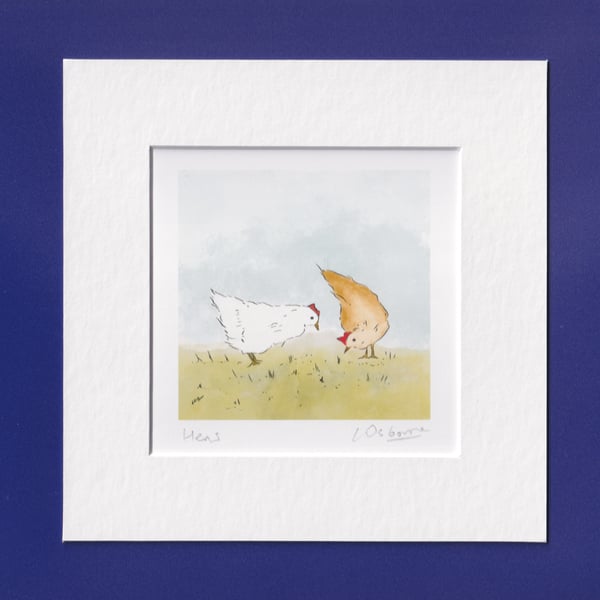 Hens - print from illustration of chickens