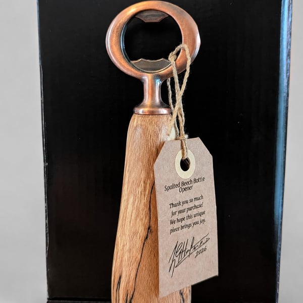 Handcrafted spalted beech bottle opener