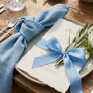 Hand Dyed Sky Blue Silk Ribbon: Bridal Bouquet Ribbon, Cake, Venue Decor