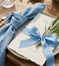 Hand Dyed Sky Blue Silk Ribbon: Bridal Bouquet Ribbon, Cake, Venue Decor