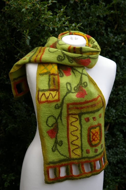 Handmade felted merino wool scarf