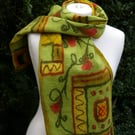 Handmade felted merino wool scarf