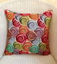 Scatter Cushion with Pad: Tapestry Swirls design Pink reverse 17" (43cm) - Image 3