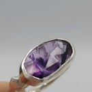Handmade Organic Silver Ring with Trapiche Amethyst - Size N