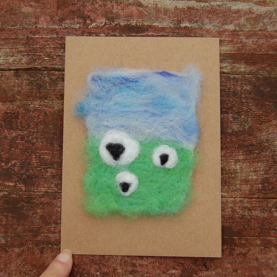 Sheep with lamb needle felt wool card, Easter card, birthday card, get well card