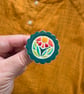 Handmade Ceramic Skandi Art Deco Sunrise brooch, Hand Made Pottery Badge - Image 2