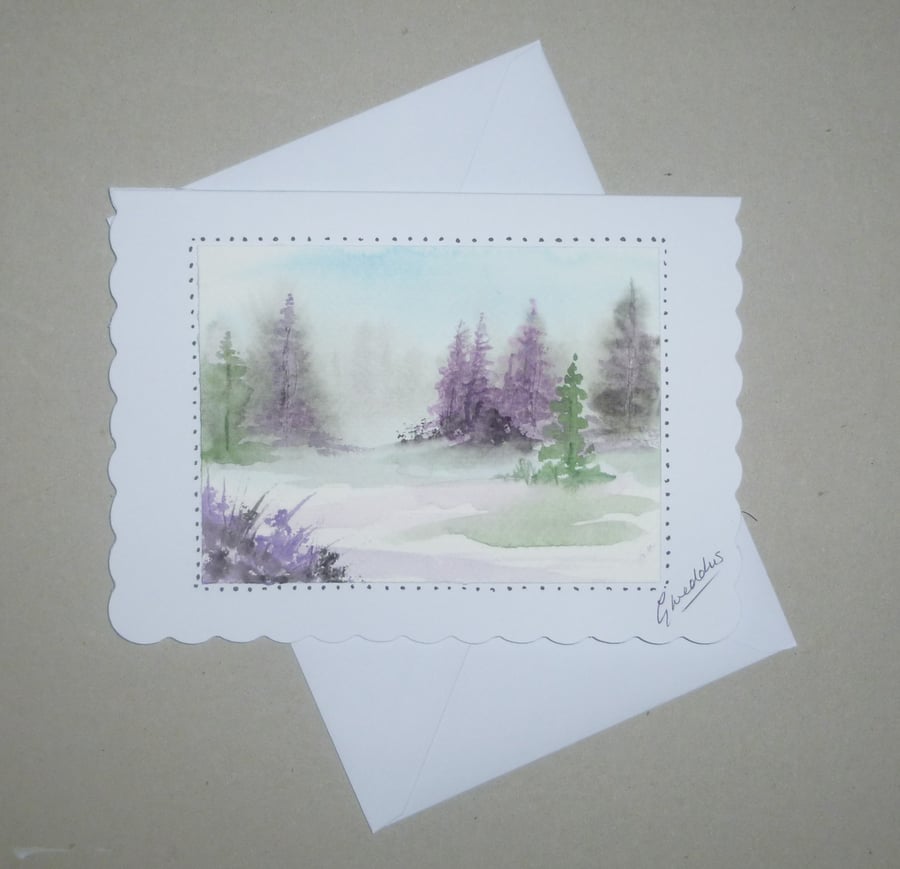 original art hand painted landscape card ( ref FA 297 K2 )