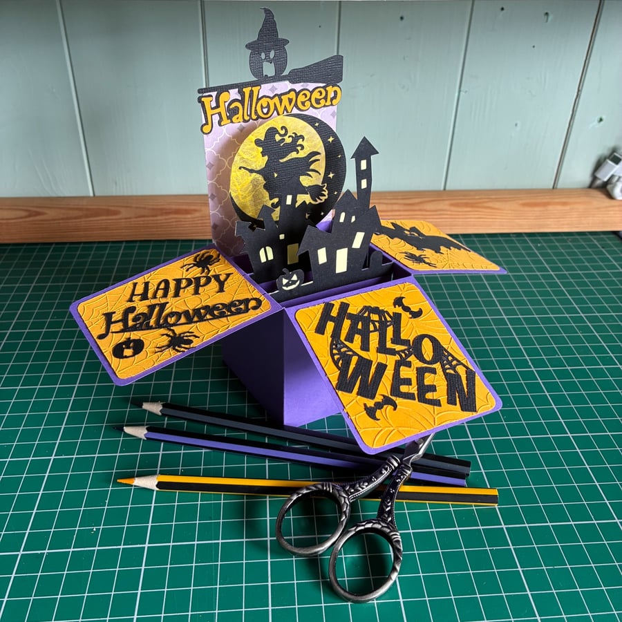 Handmade 3D Box Halloween Witch Card