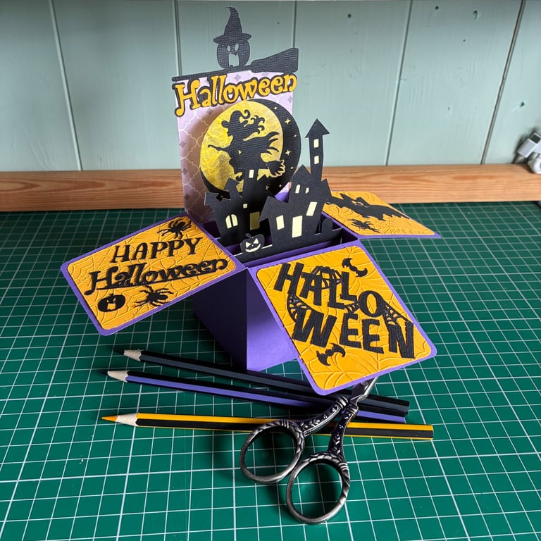 Handmade 3D Box Halloween Witch Card