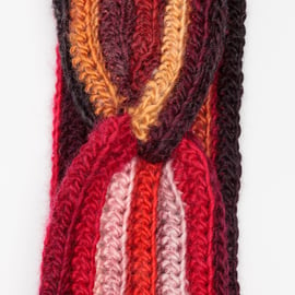 Crochet earwarmer headband in variegated Autumn colours