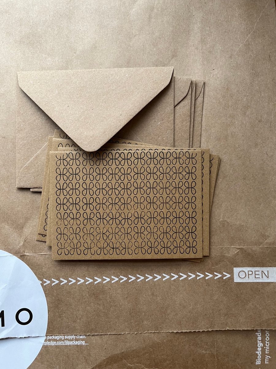 10 Note Cards. Patterned Recycled Blank Note Cards. Letterpress Hand Printed. 