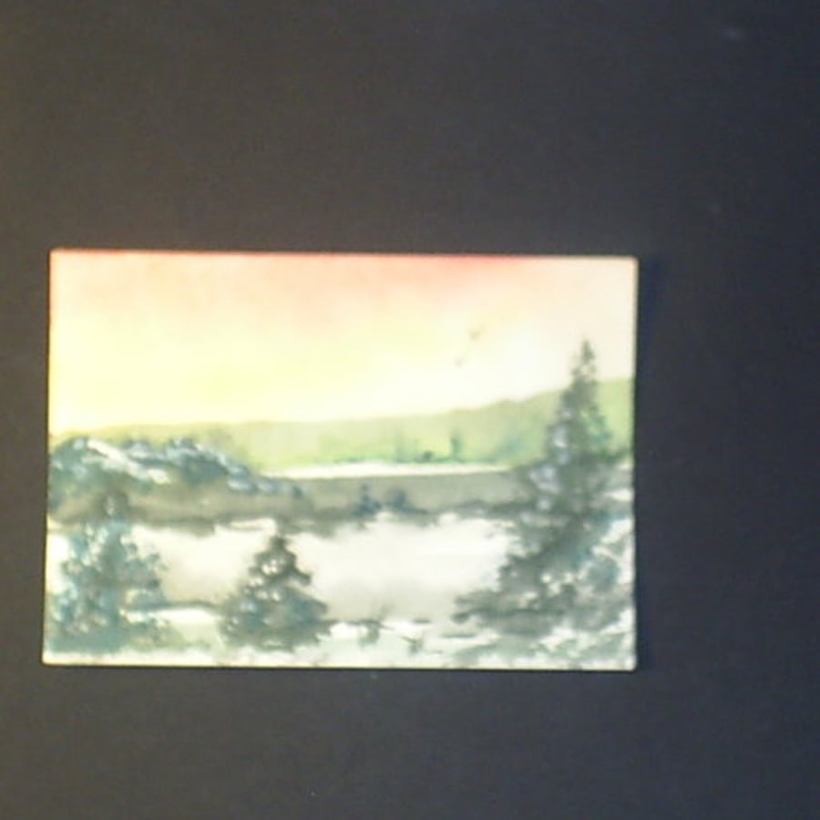 Red sky winter scene