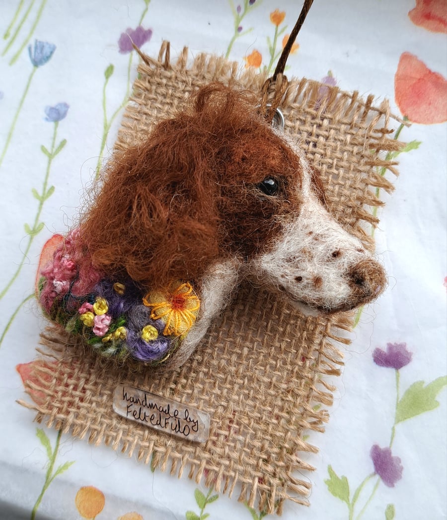Needle Felted Springer Spaniel Brooch