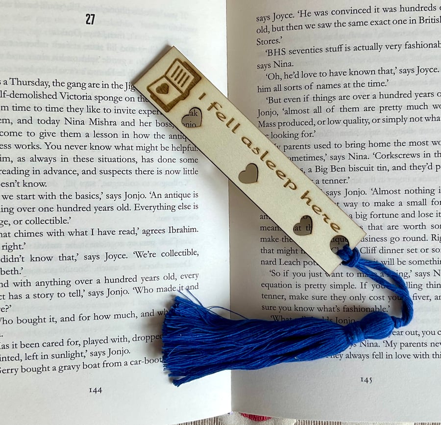 Wooden Bookmark. Wooden Bookmark, ‘I fell asleep here’. Gift Idea.
