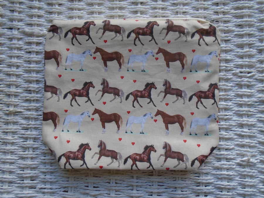 Love Horses Pencil Case or Make Up Bag.