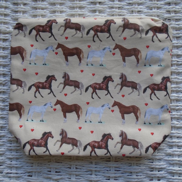Love Horses Pencil Case or Make Up Bag.