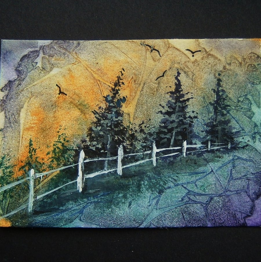 fantasy landscape art painting aceo original ref 198